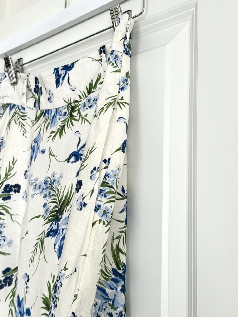 VERONICA BEARD Arwen White Blue Floral Cotton Midi Skirt Size 2 - Picture 5 of 9